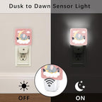 Elephant Night Lights Plug Into Wall, Cute Fanciful Moon Cloud None Peach Dusk to Dawn Led Plug in Night Lights for Entryway Garage Stairs Decor 2pcs