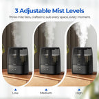 Top Fill Humidifiers for Bedroom, 4.0L Tank Cool Mist Humidifiers for Large Room, 30H Runtime, 28dB Quiet Ultrasonic Air Humidifier for Home with 9H Timer, Aroma Tray