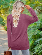 Magritta Women's Long Sleeve Leopard Color Block Tunic Comfy Crewneck T Shirt Tops Black XL
