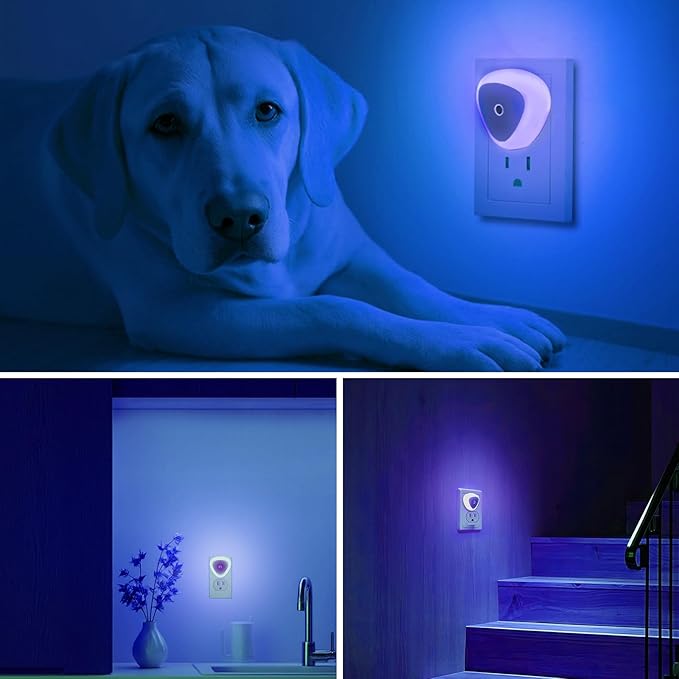 KINUR LED Nightlights Plug into Wall, 0.5W Dusk to Dawn Sensor Automatic On and Off Night Light, Led Night Lamp for Kids, Nursery, Bedroom,Hallway, Stairs, Kitchen,Blue,6 Pack