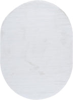 SAFAVIEH Washable Rug Faux Rabbit Fur Shag Collection - 5' x 7' Oval, Ivory, Slip Resistant & Easy Cleaning, Ideal for Living Room, Bedroom, Kids Playroom, Nursery, Dining Space (FRF100A)
