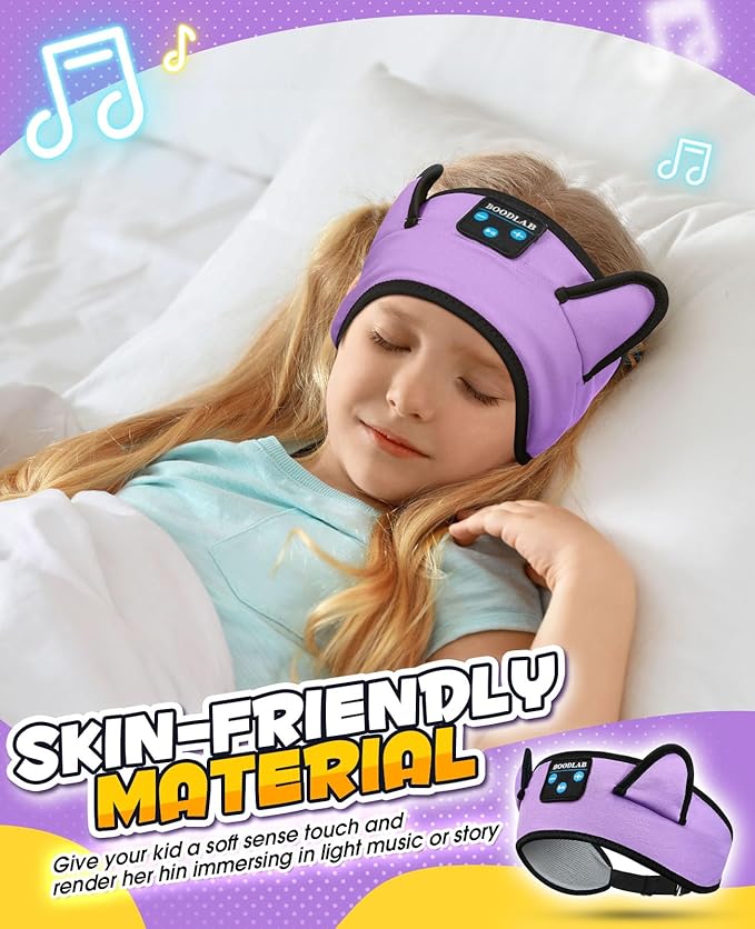 Kids Headphones Headband Wireless, Kids Bluetooth Headband, Baby Headphones with Thin Speakers & Wired Playback 3.5 MM Jack, Perfect Toddlers & Children's Earphones for Home, School & Travel