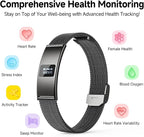 Smart Bracelet, Subscription-Free 24/7 Health Tracking, Heart Rate, SpO2, HRV & Sleep Tracker with IPX8 Waterproof, Wearable Activity & Fitness Tracker, 7-Day Battery, 2 Bands (Black)