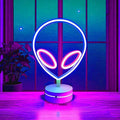 Alien Neon Sign Lamp Lamp Dimmable LED with Standable Base and Touchable Switch,USB or 3-AA Battery Powered Neon Signs LED Desktop Wall Decoration for Party, Bedroom ，Birthday Christmas Gift