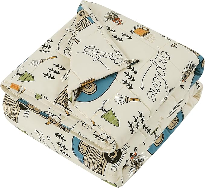 HOSUKKO Weighted Blanket - 10 lbs Ivory Forest Heavy Blanket - Breathable Blanket(41 * 60 inches, 10 lbs)