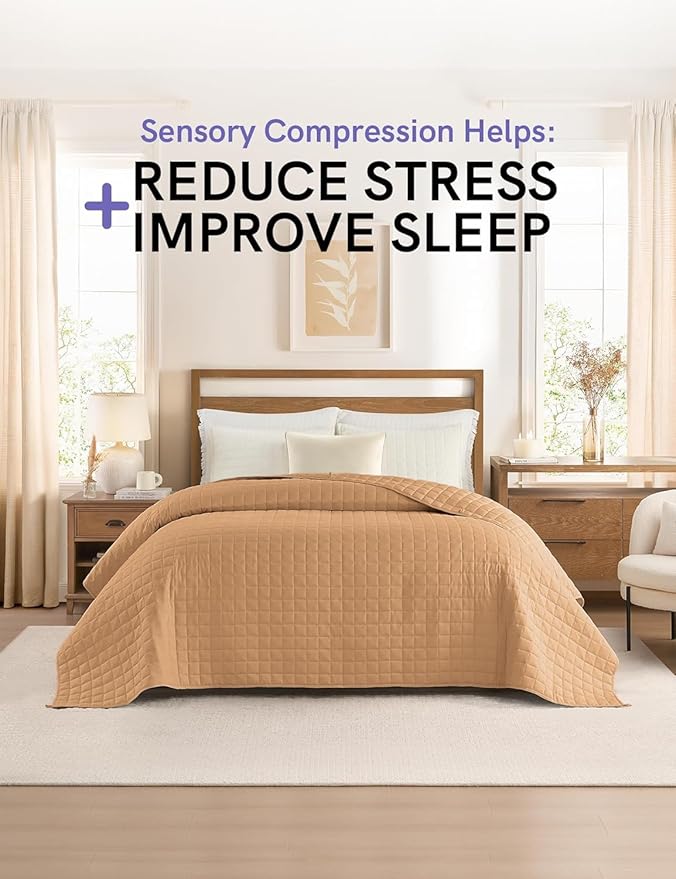YnM 17lbs Weighted Blanket for Adults, Heavy Bed Throw Blanket with Cooling Glass Beads for All Season Use, Ideal for ~160lbs (60x80 Inches, Queen, Terracotta)