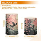 Peach Blossom Moon Bird Flameless Candles Battery Operated Color Changing LED Candles with Remote Control Timer Outdoor Indoor 2 Pack