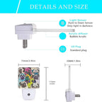 Dog Night Light,Colorful Pugs Dogs Night Lights Plug into Wall with Dusk to Dawn Light Sensors 0.5W Dim Lamp for Bedroom