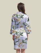 WJing Yi Jia Womens Satin Kimono Robe Silky Robes Floral Bathrobe Bride Bridesmaid Wedding Bridal Dressing Gown Loungewear