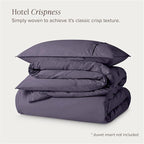 Bare Home 100% Organic Cotton Extra Long Duvet Cover Set - Crisp Percale Weave - Lightweight & Breathable - Cooling Duvet Cover Set (Twin/Twin XL, Dusty Purple)