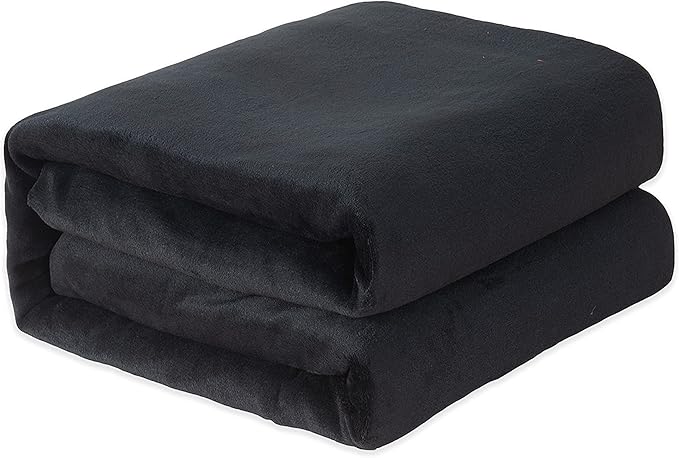 Elegant Comfort Luxury Velvety Feel Blanket, All-Season Lightweight Blanket, Ultra Plush, Soft, Cozy-Fuzzy Flannel Fleece for Couch, Sofa, Bed, Travel, Solid Design, Twin/Twin XL, Black