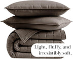 Southshore Fine Living, Inc. Oversized Quilt Bedding Set, Twin XL Quilts with Matching Quilted Pillow Sham, Brick Pattern Stitching, Soft Quilted Coverlet, Lightweight Twin Bedspread Set, Dark Taupe