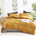Luxlovery Mustard Yellow Comforter Set King Bedding Comforter Sets Men Women Solid Color Ginger Yellow Blanket Quilts Beathable Soft Cozy Puffy Lightweight Hotel Quailty Bedding Set