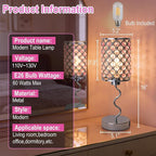 EOEYYOYB Crystal Table Lamp with 3 Way Dimmable Touch Control, Nightstand with USB A+C Ports, Modern Bedside Touch Lamp for Bedroom, Living Room, Office Reading, Pink