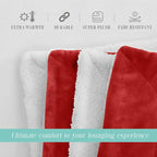 Elegant Comfort Throw Blanket, Reversible Sherpa Flannel, Ultra-Soft, Fuzzy, Cozy and Plush- All Season Lightweight Decorative Throw, 50 x 60 inches, Solid Sherpa Throw, Red