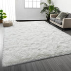 Deerhoo Large Shag Area Rugs 5 x 8, Plush Fuzzy Rugs for Living Room, Ultra Soft Fluffy Furry Rug for Bedroom, Indoor Carpet Nursery Rugs for Kids Room Home Decor, White