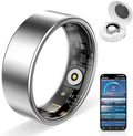 Smart Ring Pro, Fitness Tracker with Heart Rate, Blood Pressure, Stress, Sleep Tracking, Step Tracking, 10ATM Waterproof, Smart Ring for iPhone and Android (Silver 2.0, 13)