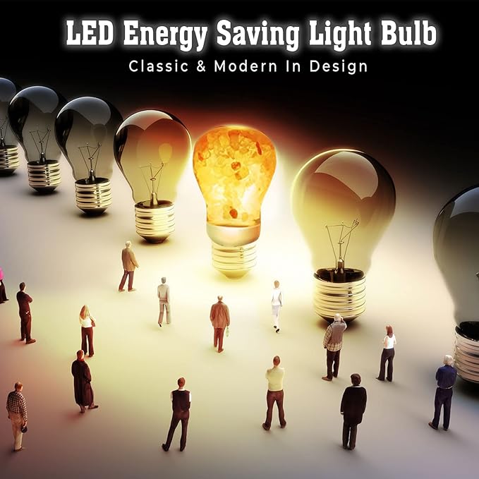 Himalayan Glow LED Light Bulb, Patent Design 60-Watt Equivalent, Warm Amber Glow, Salt Bulb Light, 4 Count