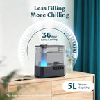 BREEZOME 5L Humidifiers for Bedroom Large Room, 36H Top Fill Cool Mist Humidifier with Essential Oil Tray, 7-Color Mood Light, Timer, Quiet Ultrasonic Humidifier for Home, Baby Nursery, Plants