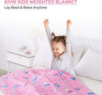 Kivik 5lbs Weighted Blanket, Breathable Small Heavy Throw Blankets, Sleeping & Calming for Bed Couch Home School, Machine Washable, Cooling Soft Microfiber, 36x48 Inches, Pink Unicorn