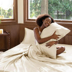 CozyLux Satin Sheets Full Size Sheets - 4 Piece Silky Full Size Bed Sheets, Luxury Champagne Full Bed Set with Smooth and Soft Microfiber, Includes 1 Fitted Sheet, 1 Flat Sheet and 2 Pillowcases