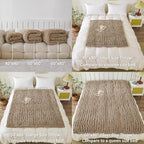 WESHIONGOO Chunky Knit Blanket Throw 51"×63" Knitted Throw Blankets for Couch Bed Fluffy Soft Blanket with Jumbo Chenille Yarn Thick 100% Handmade (Brown)