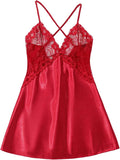 Avidlove Women Lingerie V Neck Sexy Nightwear Satin Sleepwear Lace Chemise Mini Babydoll Nightgown
