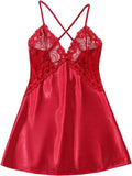 Avidlove Women Lingerie V Neck Sexy Nightwear Satin Sleepwear Lace Chemise Mini Babydoll Nightgown