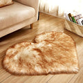 Faux Fur Sheepskin Heart Shaped Area Rugs, 16"x20" Luxurious Wool Love Floor Carpets Bathroom Non-Slip Mat for Home Decor Nursery Living Room Bedroom Pet Kids and Baby Room (White Yellow)