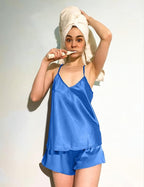 Ekouaer Silk Pajamas for Women Satin Cami Pjs Set V Neck Camisole Shorts Set Adjustable Strap Sleepwear
