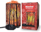 Shineled Salt Lamps, Natural Himalayan Salt Lamp, Forest Salt Lamp with Dimmer Switch, Salt Crystal Night Lights, Retro Metal Basket Decor Desk Lamp with Extra 25W Lamp Bulbs (Retro Red)