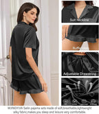 WJing Yi Jia Ruffle Pajama Sets For Women XS-4XL Womens Silk Satin Pajamas Set Silky Sleepwear Pj Sets Nightwear Loungewear