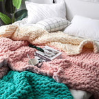 vctops Boho Chenille Chunky Knit Throw Blanket Super Soft Warm Cozy Hand Knit Blankets for Couch Bed Sofa Chair (Cream,31"x39")