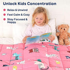 Kivik Cooling Weighted Blanket 7 Pounds, Breathable Weighted Blankets, Ultra Soft Heavy Throw for Relaxing & Sleeping, Machine Washable, 41 x 60 Inches, Cute Cat Printing, Pink