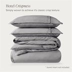 Bare Home 100% Organic Cotton Full Duvet Cover Set - Crisp Percale Weave - Lightweight & Breathable - Cooling Duvet Cover Set (Full, Light Grey)