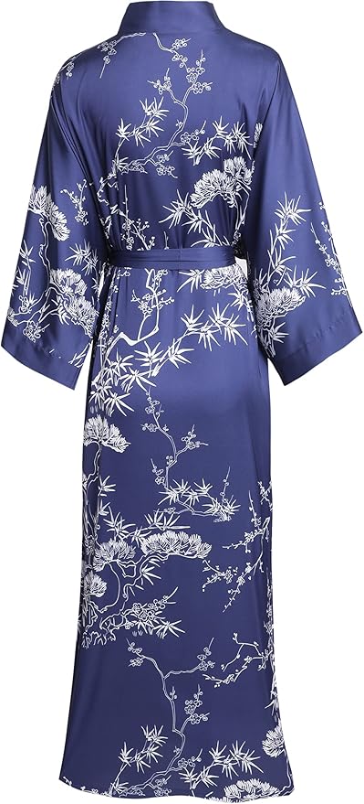 Aensso Long Soft Lightweight Silky Kimonos Robes for Women, Luxury Japanese Floral Womens Kimono Robe