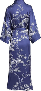 Aensso Long Soft Lightweight Silky Kimonos Robes for Women, Luxury Japanese Floral Womens Kimono Robe