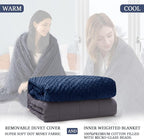 yescool Weighted Blanket with Cover (10 lbs, 41" x 60", Cobalt Blue) Heavy Blanket for Sleeping Perfect for 60-90 lbs, Breathable Blanket with Premium Glass Bead, Machine Washable