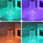 Can Switch 16 Colors Artificial Crystal Table Lamp, RGB Color Changing Rose Diamond Design with Remote Control USB Charging Touch Sensor Ambient Lighting for Living Room Party (16 Colors-Large)
