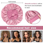 6Pcs Satin Bonnet Silk Bonnet, Hair Bonnet for Sleeping, Elastic Wide Band Silk Sleep Cap, Soft and Breathable