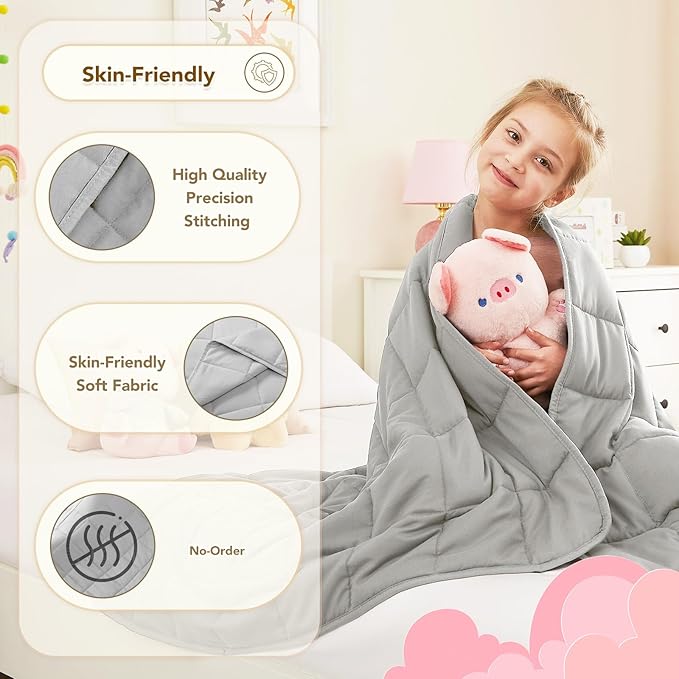 CuteKing Weighted Blanket - Weighted Blanket with Premium Glass Beads - Breathable Heavy Blanket for Comfortable Rest - Thick Blanket All Season (3lbs, 36"x48", Light Grey)