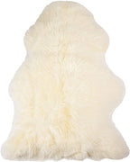 Natural Milan Genuine Sheepskin Area Rugs with Thick and Lush Pile, Fluffy Sheep Fur Rug with Anti-Skid Backing for Bedroom Living Room, Single Pelt, Ivory 2 ft x 3 ft