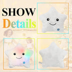LED Night Light Up Star Pillow for Kids Pillows Stuffed Animals for Girls Boys Children Teens Adults Plushie Birthday Christmas Holiday Valentines Doll Gifts,Glow in The Dark Toys Plush White