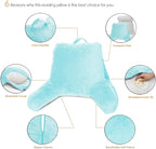 Clara Clark Reading Pillow for Kids & Teens with Shredded Memory Foam, Backrest Pillows for Reading, Watching, and Gaming, Use on The Couch, Bed, or Floor Adjustable Support, Washable Cover Light Blue
