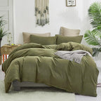 Luxlovery Olive Green Comforter Set Queen Army Green Bedding Comforter Set Blanket Quilts Avocado Breathable Soft Minimalist Comforters Set for Women Men