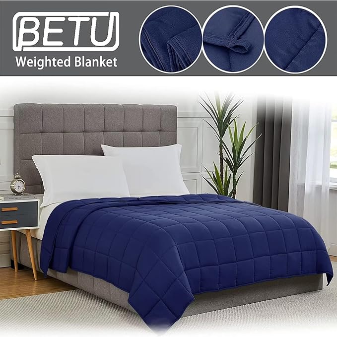 Navy Blue Weighted Blanket for Adults 20lbs, 88"x104", King Size Cooling Heavy Throw Blanket for 130-220lbs, Microfiber Soft Thick Big Blankets Weighted Comforter Gift for Sleeping