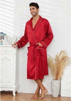 Vulcanodon Men’s Satin Robe Lightweight,Men's Luxurious Silk Kimono Bathrobe