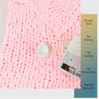 clootess Chunky Knit Blanket Knitted Throw Crochet Chenille Yarn Woven for Bed Sofa Textured Thick Cable Decor (Pink 40x60 in)