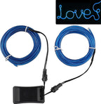 JIGUOOR USB Rechargeable EL Wire 32.8ft/10m (5mx2) Bright Neon Light Strip 360° Illumination Neon Tube Rope Lights for DIY, Festival, Party Decoration, Halloween, Chrismas (32.8ft/10M, Blue)