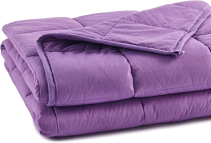 TONGDADA Kids Weighted Blanket | 40''x60'',7lbs | for Child Between 55-80 lbs | Premium Cotton Material with Glass Beads | Purple